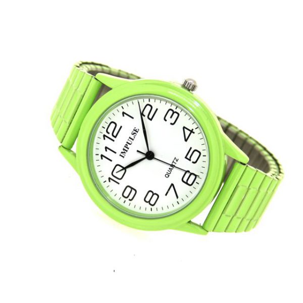 IS601 Stretch Coloured Band Watch - LARGE 38mm diameter dial-2092