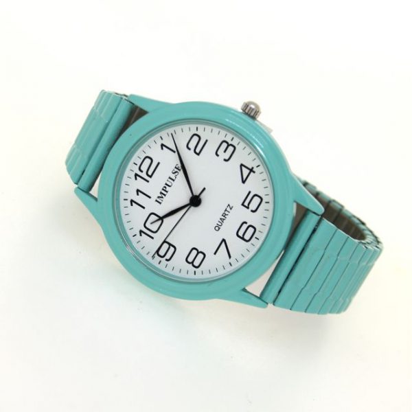 IS601 Stretch Coloured Band Watch - LARGE 38mm diameter dial-2094